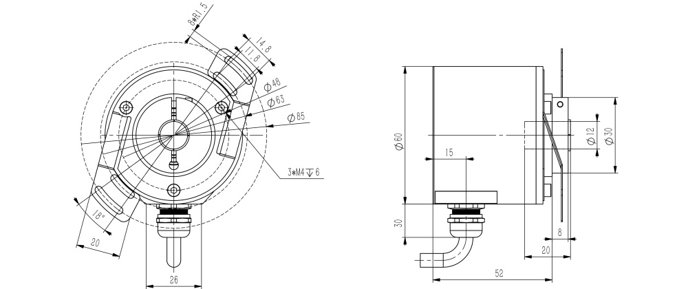 Parallel IO Absolute Industrial Encoder SAS/M58-Siwedi