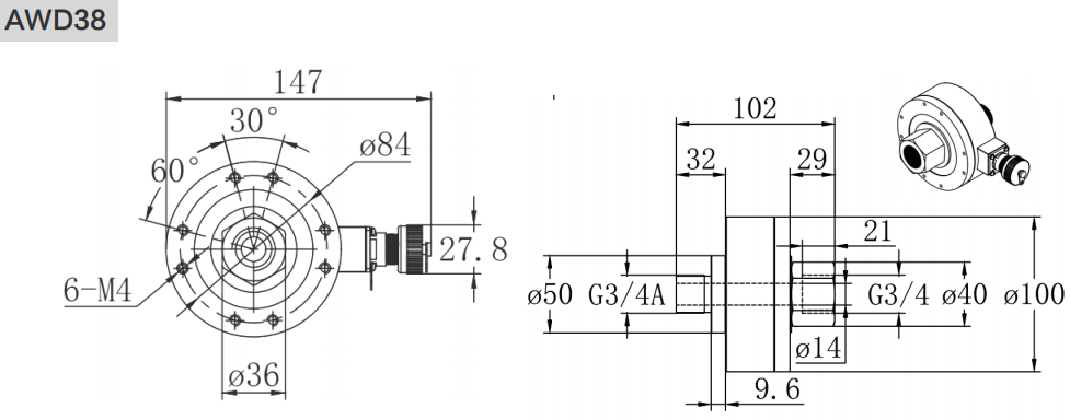 Winch Well Depth Encoder AWD38 - Civiti