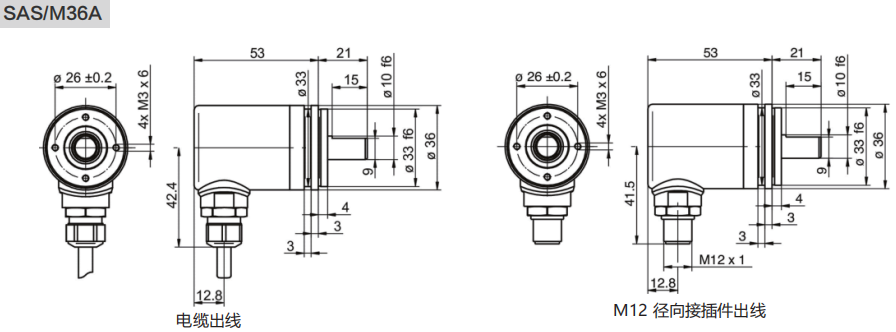 4-20MA, 0-20MA, 0-10V, 0-5V Industrial Absolute Encoder SAS/M36-Siwedi