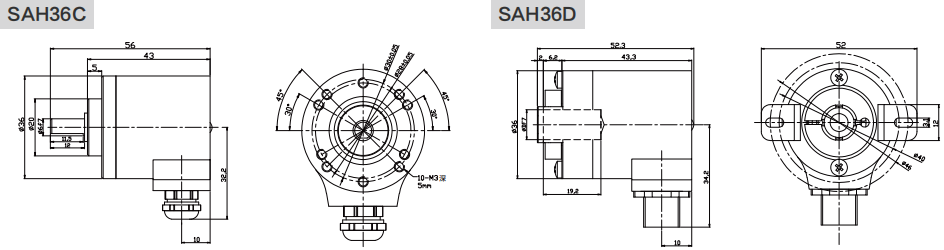 4-20MA, 0-20MA, 0-10V, 0-5V Industrial Absolute Encoder SAS/M36-Siwedi