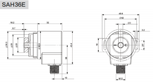 4-20MA, 0-20MA, 0-10V, 0-5V Industrial Absolute Encoder SAS/M36-Siwedi
